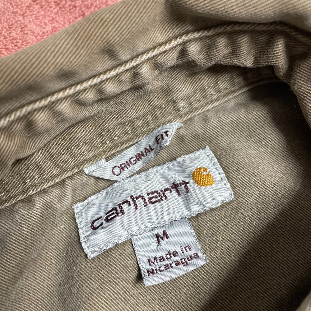 Carhartt Button Up Collar Long Sleeved Original Fit Heavy 100% Cotton Brown